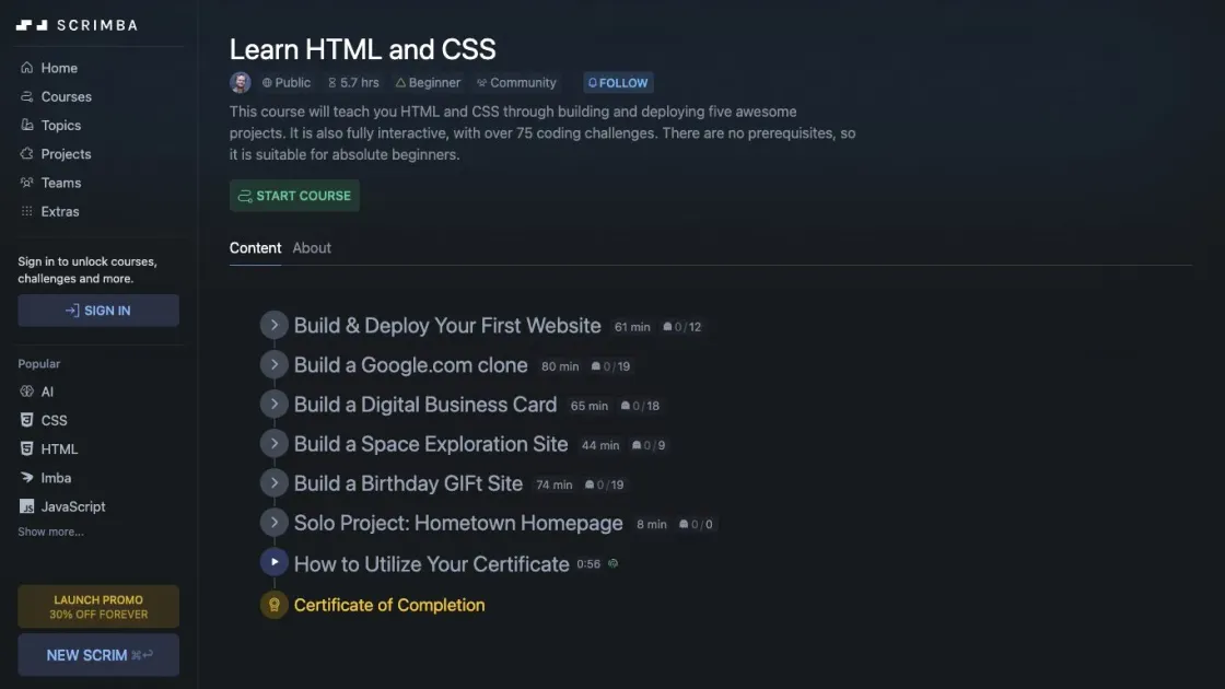 Learn HTML and CSS